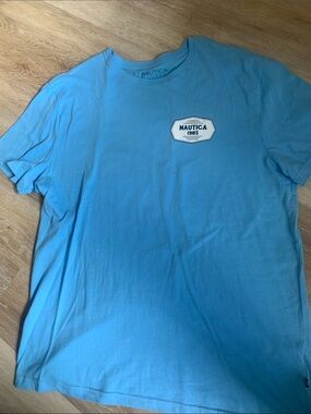 Nautica Men’s Sky Blue Short Sleeve Logo Crew Tee
